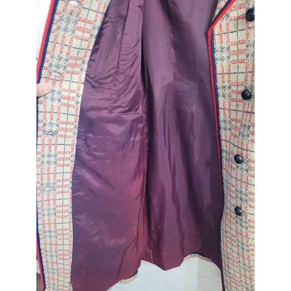 Vintage 1950s/60s Pierre Delaneau Martha West Wool Trench Coat Pockets Sz 16 - Picture 12 of 14